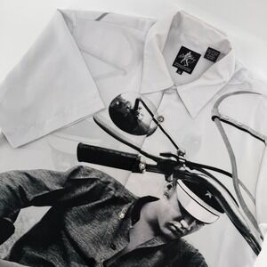Vintage Dragonfly Clothing Elvis Presley Shirt Mens M Gray Motorcycle Button Up